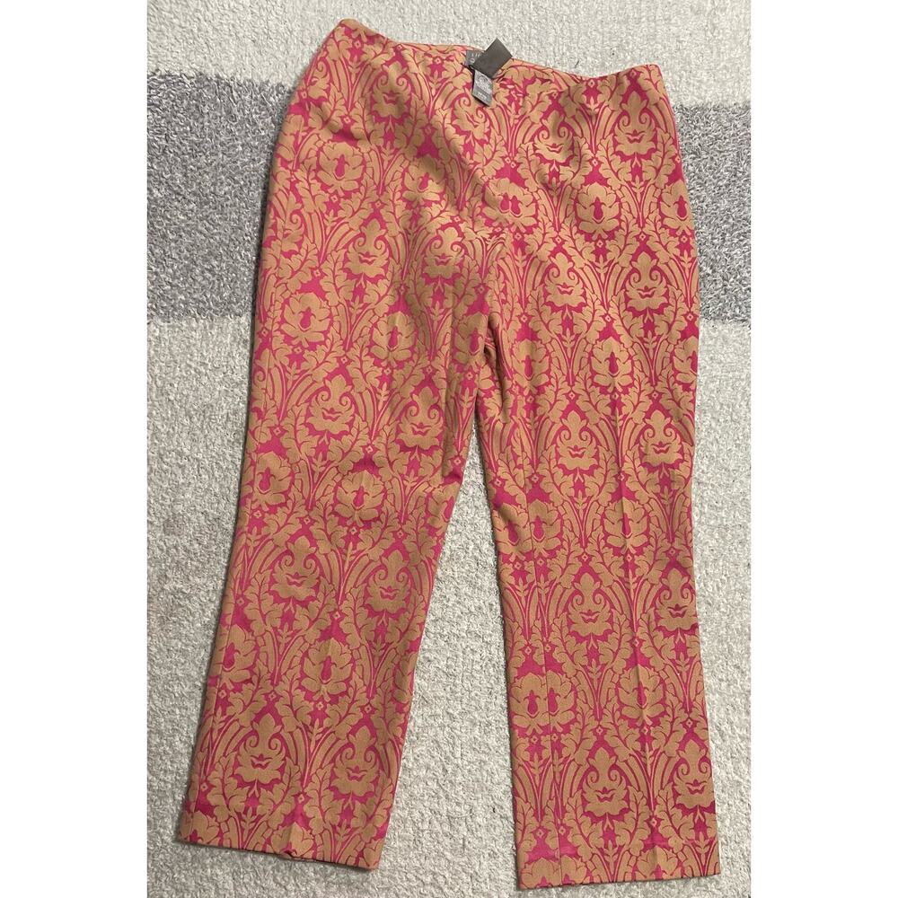 Sigrid Olsen Holiday Pants Womens Sz 2 Paisley Print Stretch Cropped Pink Shine